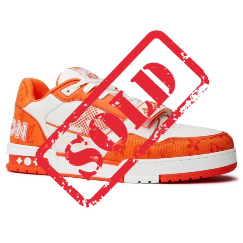 Louis Vuitton LV Trainer Sneakers Size 6 Monogram Orange & White